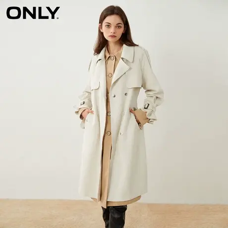 【买5免1】ONLY奥莱气质收腰仿麂皮中长款风衣外套女图片