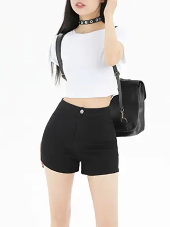 休闲紧身弹力牛仔短裤女夏季高腰显瘦2023新款辣妹包臀热裤子百搭图片