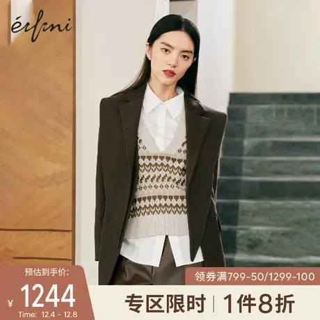 【商场同款】伊芙丽2021年秋装新款设计感小众西装外套1C9211401图片