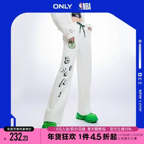 ONLY2023冬季新款NBA联名款松紧腰长款阔腿休闲裤女|12311D002图片