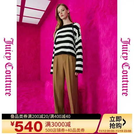 Juicy Couture橘滋秋女2023年新款简约格调logo刺绣折裥女休闲裤图片