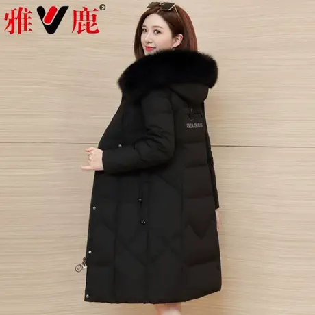 雅鹿羽绒服女狐狸毛领中长款妈妈款2022新款冬中老年时尚宽松外套图片