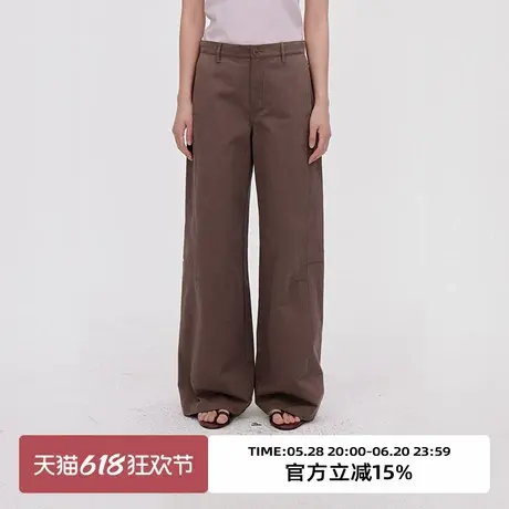 omont蛋挞家复古高腰直筒显瘦休闲裤2025夏简约百搭慵懒工装裤子图片