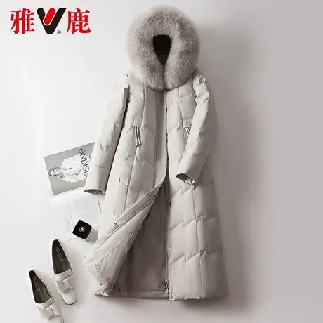 雅鹿狐狸大毛领羽绒服女中长款2022冬新款休闲连帽时尚保暖外套潮图片