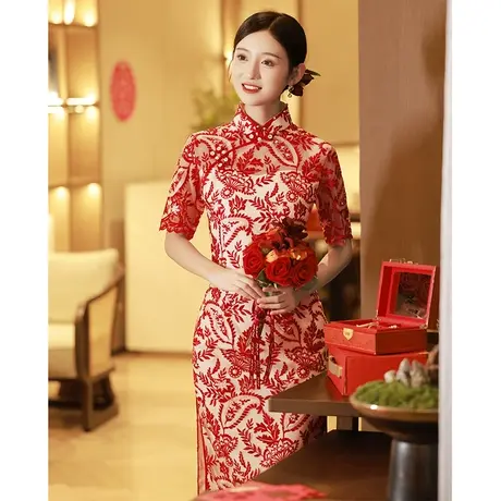 订婚礼服新中式旗袍敬酒服新娘2023新款秋季小个子高级改良年轻款图片
