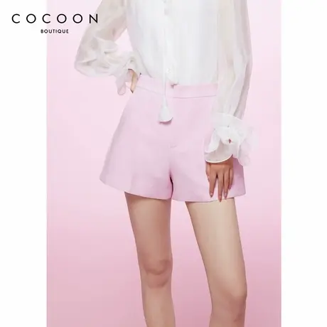可可尼COCOON商场同款2024秋冬新款时尚高腰通勤粉色休闲短裤女图片