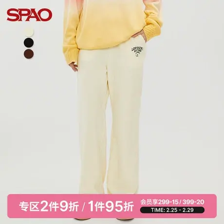 SPAO女士休闲裤春季COCO小熊灯芯绒松紧腰直筒裤SPMTB4TI01图片