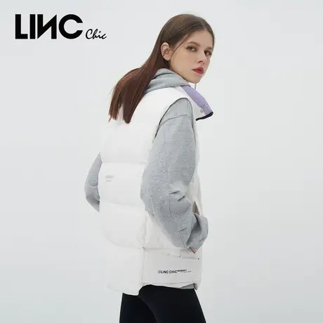 LINC金羽杰羽绒服女2023冬新款简约轻薄短款羽绒马甲商场专柜同款图片