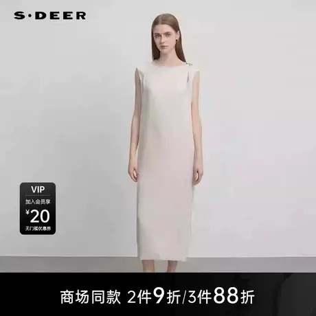 【商场同款】sdeer圣迪奥女度假风圆领条纹不规则连衣裙S25281249图片