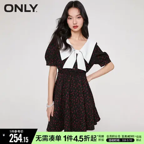 ONLY夏季气质甜美蝴蝶结收腰显瘦夏日碎花裙连衣裙女|123207055图片