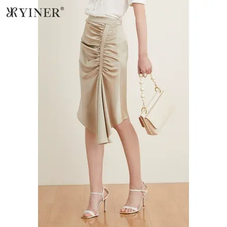 YINER音儿女装夏季法式优雅中长款不规则半身裙图片