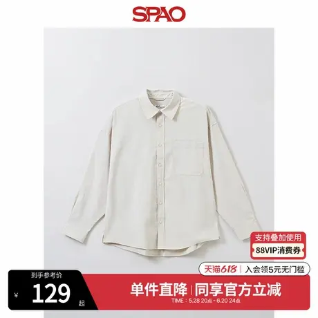 SPAO韩国同款秋冬男士简约时尚宽松长袖衬衫SPYWE49C51图片