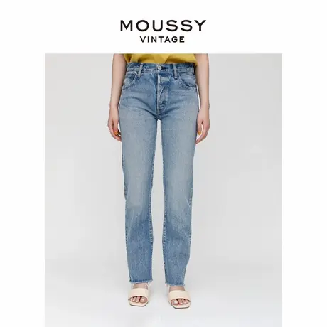MOUSSY VINTAGE 夏季高腰水洗磨破开叉直筒牛仔裤女540FSC11-2080图片