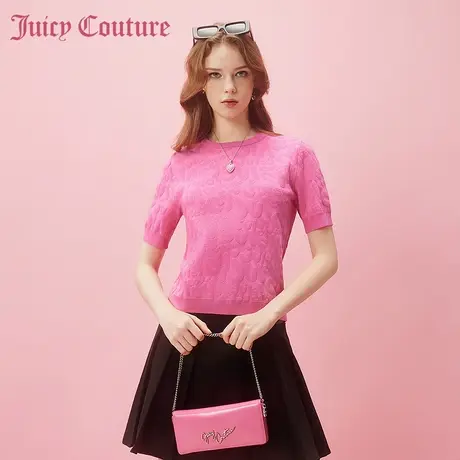 Juicy Couture橘滋2024新款怦然心动提花圆领女式短袖针织衫图片