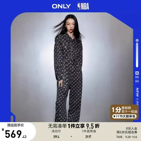 【买5免1】ONLY奥莱2023春夏新款NBA联名阔腿直筒牛仔裤女图片