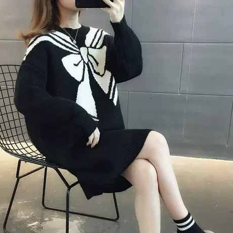 毛衣女装2023新款秋冬季冬装女士宽松毛衣裙外穿加厚打底衫中长款图片