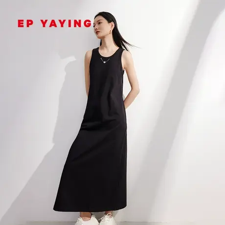 EP雅莹女装 T恤裙纯棉小黑裙 无袖背心连衣裙 夏季商场同款4109A图片