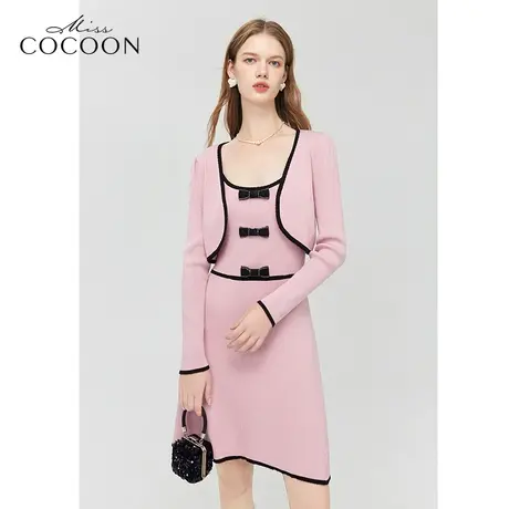 MISSCOCOON小香风针织连衣裙套装女24春装新款两件套图片