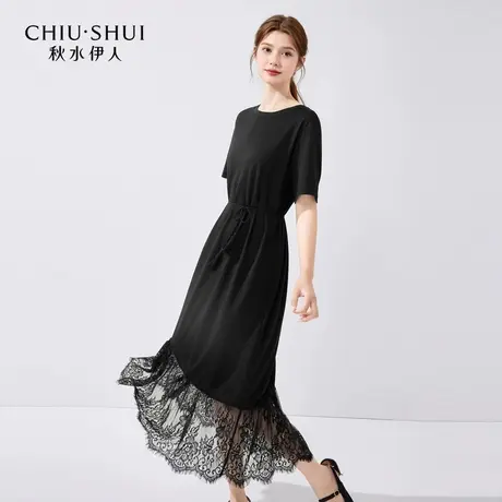【添添粉丝专享】秋水伊人直筒连衣裙女蕾丝T恤图片