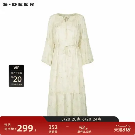 sdeer圣迪奥女装田园风碎花收腰网纱两件套连衣裙S243Z1209图片