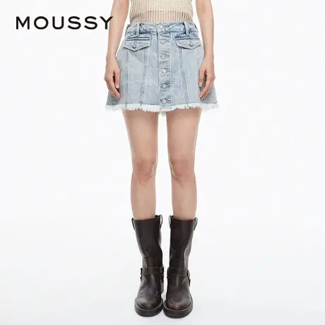 MOUSSY 夏季叛逆学院风磨白毛边裙裤牛仔裤028HS911-0721图片