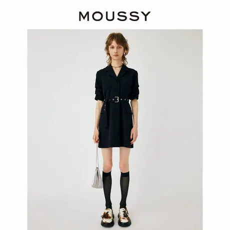 MOUSSY 前卫休闲通勤风纯色堆堆袖高腰西装连衣裙女010GA730-5740图片