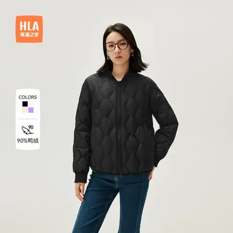 HLA/海澜之家保暖羽绒服24秋冬新款火山岩棒球领利落休闲外套女装图片
