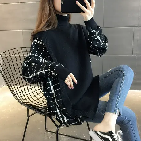 毛衣女装2024新款春秋季春装女士宽松高领毛衣裙外穿打底衫中长款图片