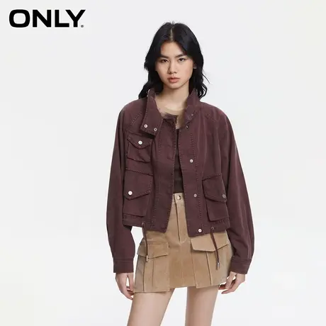 ONLY奥莱春季新款通勤风百搭立领宽松蝙蝠袖风衣外套女图片