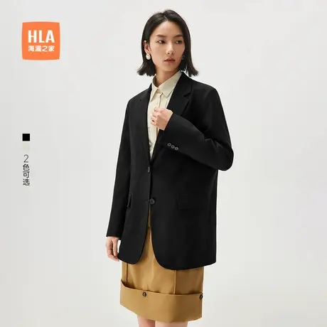 HLA/海澜之家商务休闲西服秋季新款黑色通勤风宽松职场平驳领外套图片