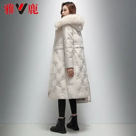 雅鹿连帽大狐狸毛领羽绒服女中长款2022冬季新款长过膝保暖外套潮图片