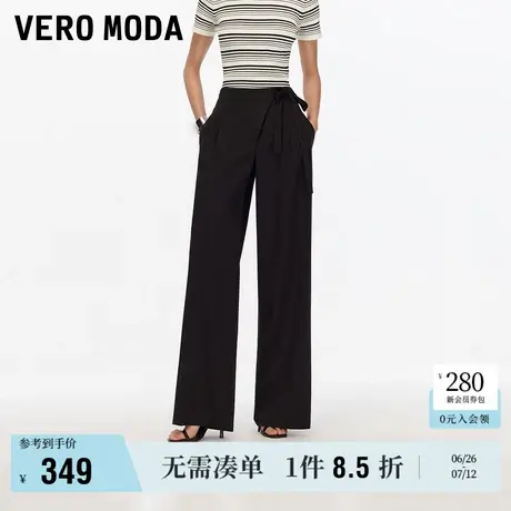 6.27上新Vero Moda休闲裤女2025夏秋新款斜门襟系带高腰宽松阔腿图片
