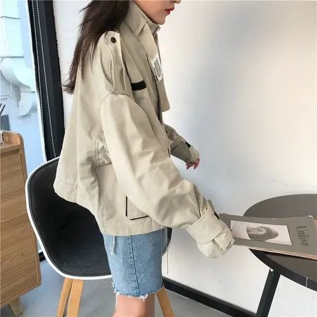 2023新款初秋季风衣工装短款外套女春秋宽松bf百搭韩版薄款潮ins图片