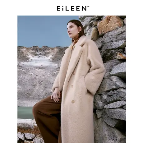 朗姿欧洲EiLEEN ELITEE冬新款复古显瘦仿皮草外套气质中长款大衣图片