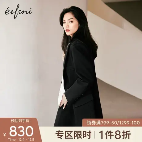 伊芙丽职场通勤黑色西服女2021年新款冬装时尚修身气质西装外套图片