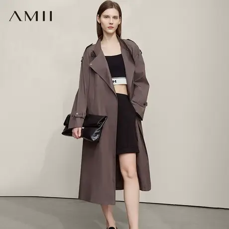 AMII【极简英伦风】2025秋极简通勤英伦风长款风衣女上衣外套图片