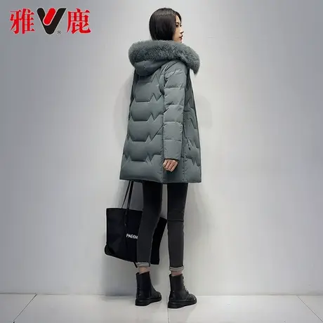 雅鹿大狐狸毛领羽绒服女短款2022冬季新款正品连帽短外套小个子潮图片