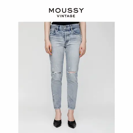 MOUSSY VINTAGE夏季复古水洗破洞毛边修身牛仔裤女540FSC11-9000图片