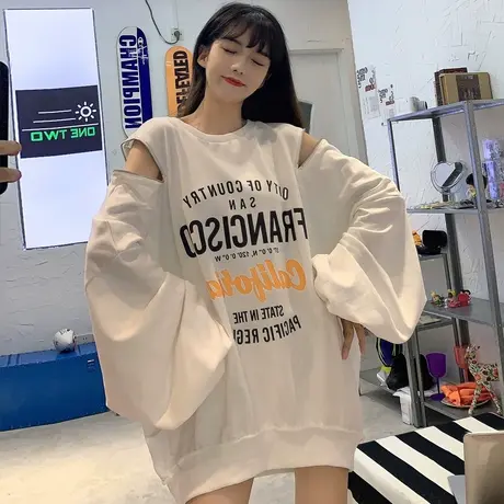 vintage卫衣女2021春秋薄款设计感小众宽松韩版chic港味外套潮ins图片