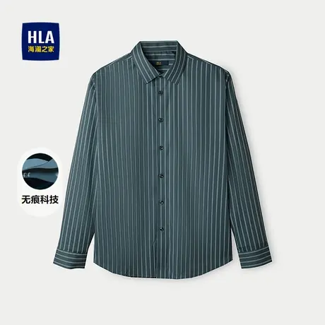 HLA/海澜之家无痕科技长袖休闲衬衫春夏舒适条纹数码印花衬衣男图片