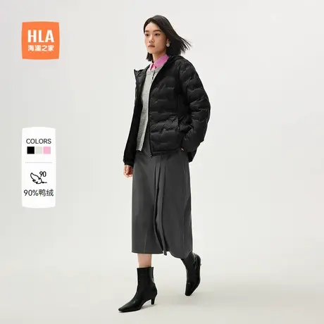 HLA/海澜之家连帽轻薄便携羽绒服秋冬季新款鸭绒保暖蓬松外套女装图片
