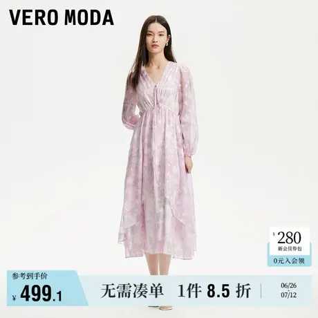 6.27上新Vero Moda连衣裙2025夏季新款印花V领不规则裙摆浪漫优雅图片