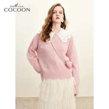 MISSCOCOON俏元气甜美2023冬装新款女手工定制羊驼绒针织衫图片