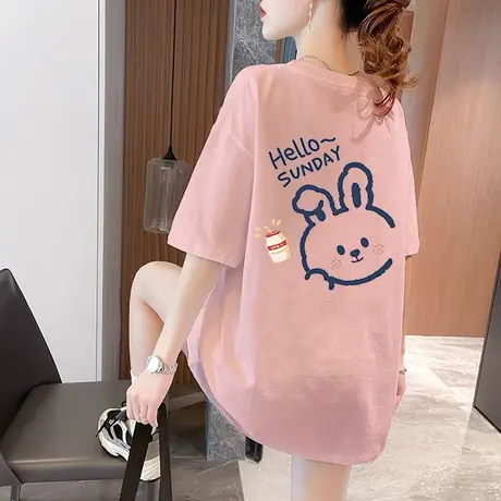 韩风chic东大门大码女装t恤短袖纯棉休闲慵懒风ins潮设计感上衣夏图片