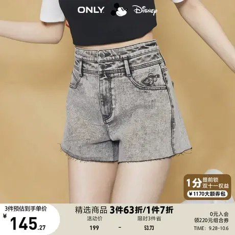 ONLY奥莱夏季迪士尼米奇联名高腰A字短裤牛仔裤女图片