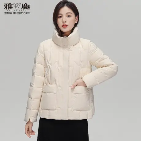 雅鹿白色羽绒服女短款2022冬季新款休闲小个子立领保暖短外套高端图片