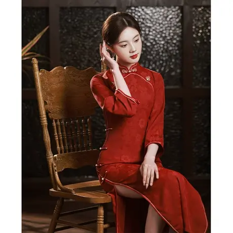 旗袍敬酒服新娘2023新款改良年轻款小个子订婚礼服高考送考高级感图片