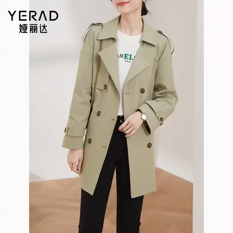 娅丽达女装中长款风衣女2024年春季新款英伦风高级感通勤米色外套图片