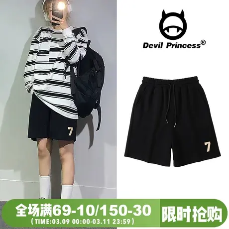 ulzzang学院风百搭宽松黑色五分裤女修身小个子显瘦直筒短裤ins潮图片
