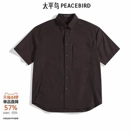 太平鸟男装衬衫新款阔版翻领美拉德 B2CJE2Z10图片
